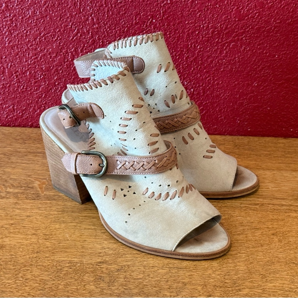 GEE WAWA BOHO LEATHER HIGH HEEL SANDALS Open Toe Size 9.5